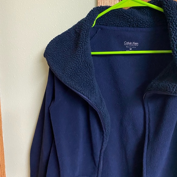 Calvin Klein performance fleece quick dry jacket w/Thumbholes Navy Blue - Picture 4 of 13